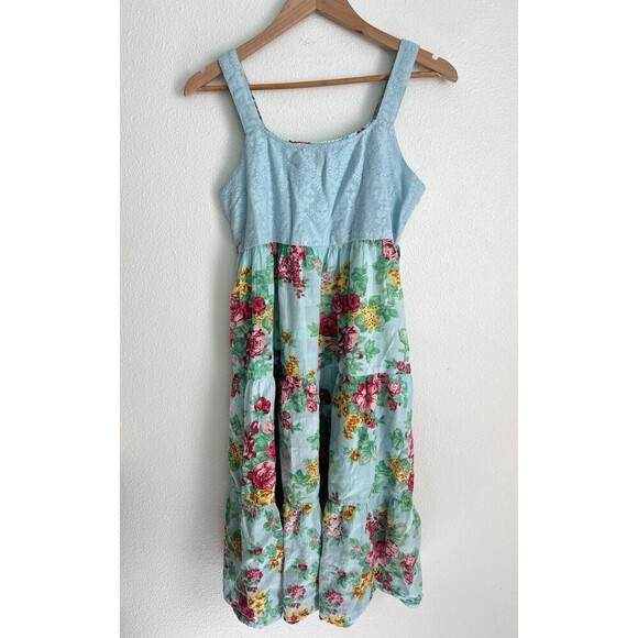 April Cornell Francesca Crochet Sundress Flowy Blue Boho Cottagcore Lagenlook XS - Picture 4 of 9